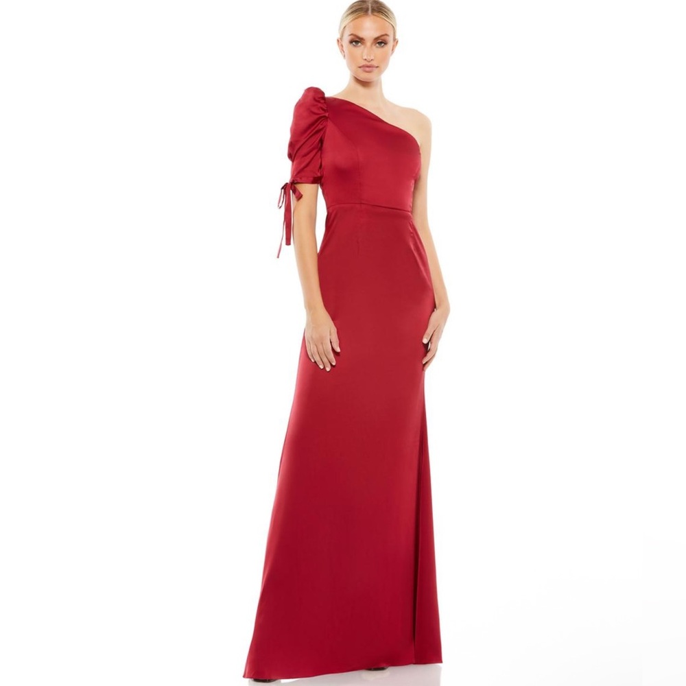MAC DUGGAL 55632 Puff Sleeve One Shoulder Dress